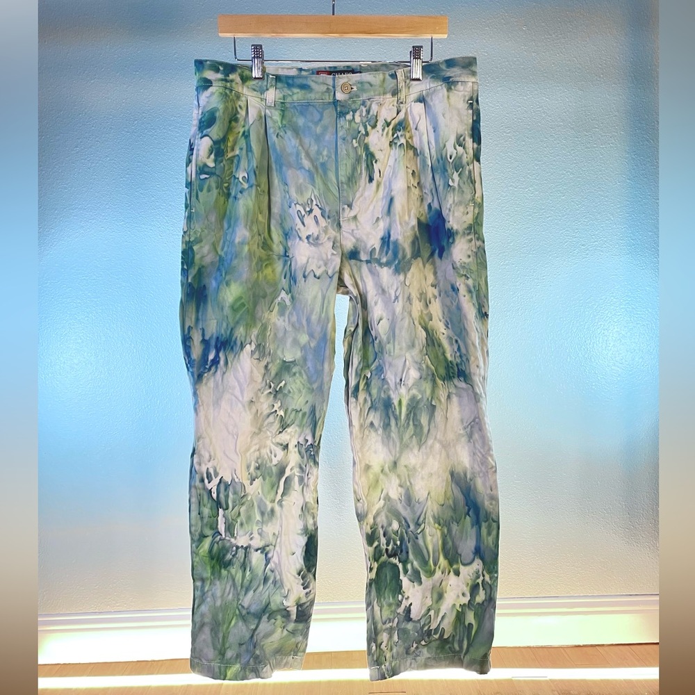 Vintage Chaps Pleated Upcycled Tie Dye Pants W 36 L29  — One Of A Kind